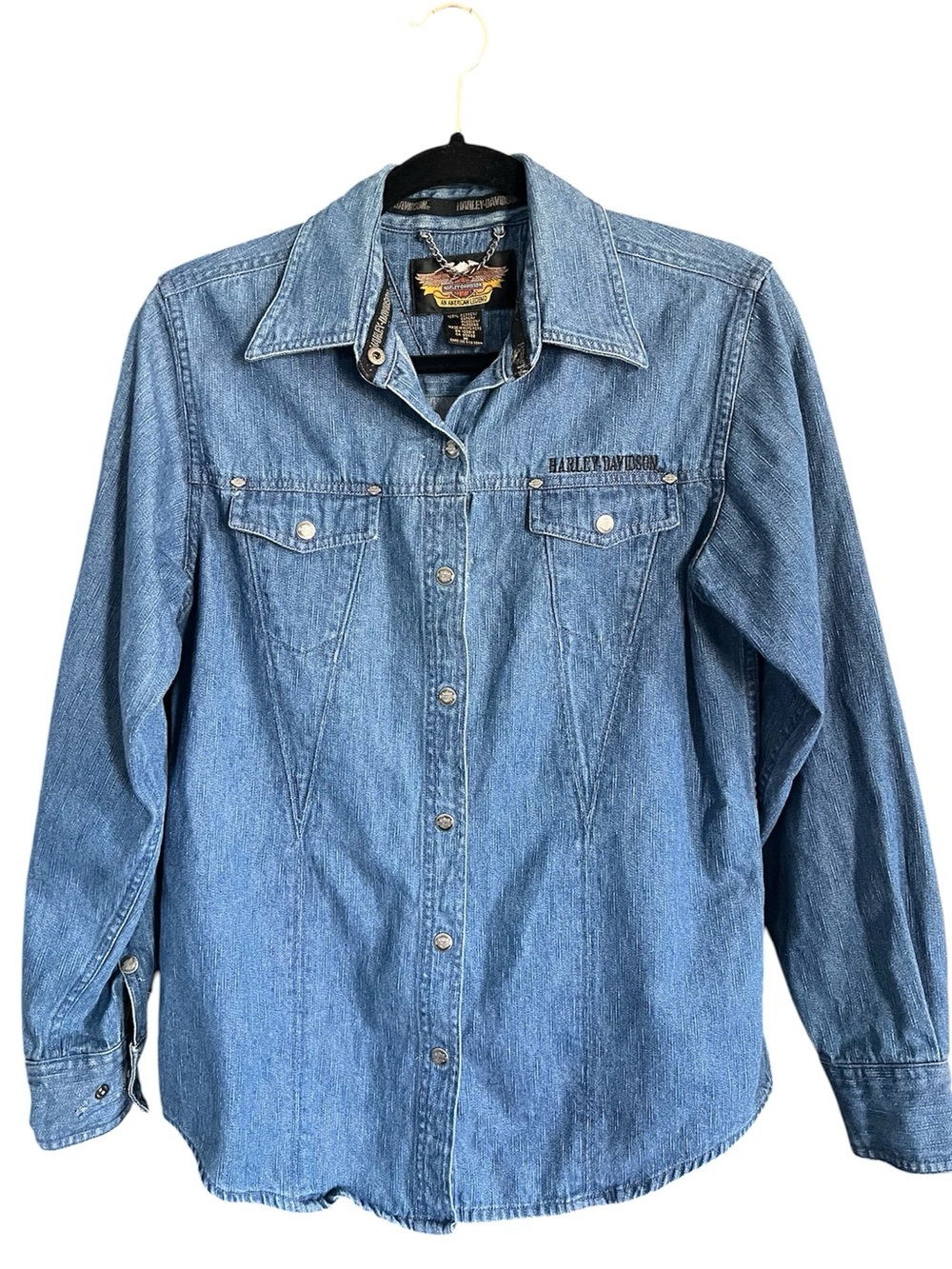 Harley Davidson Women’s Denim Button Down Embroidered size M